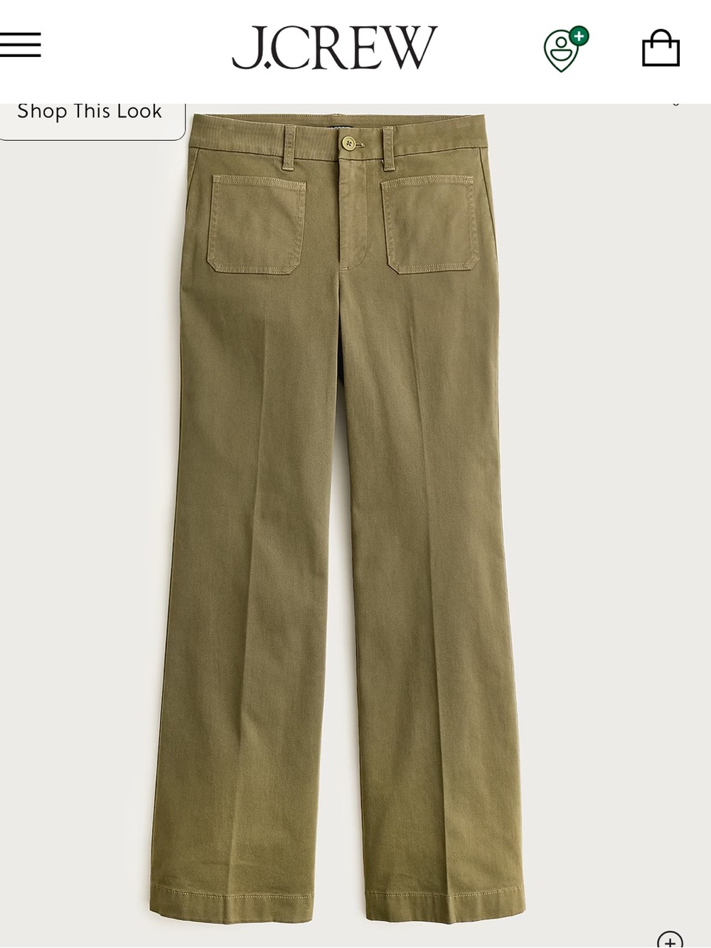 J Crew Charley kickout pant in chino frosty olive TALL